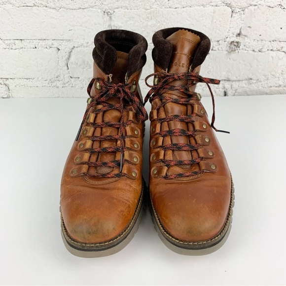 Cole Haan Zerogrand Waterproof Hiker Boots Brown Leather Lace Up 9 - Picture 3 of 13